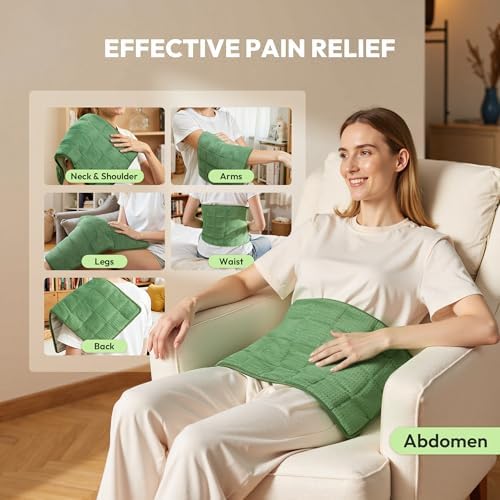 GOTCOZY Heating Pad 12"x24" for Back Pain Relief & Cramps(Sage Green)