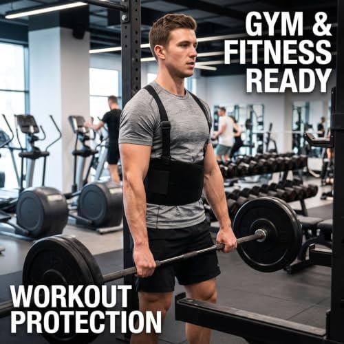 1 Pack Black Adjustable Back Brace For Men Women Lower Back, 2-In-1 Posture Corrector Lumbar Support Belt, Wide Padded Compression Design, Anti-Slip Ergonomic Protector For Heavy Lifting Work