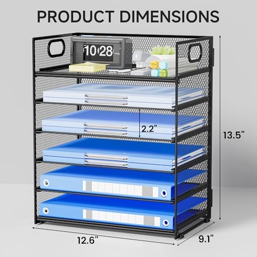 6-Tier Paper Organizer for Desk with Handle