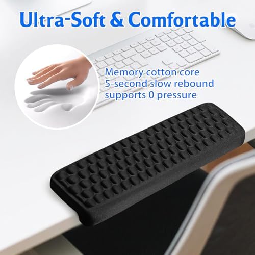Desk Edge Cushion, L-Shaped Memory Foam Arm Rest for Desk with Non-Slip Base, 2-Piece Ergonomic Elbow Pads & Wrist Rest for Mouse & Keyboard, Desk Arm Support for Office, Gaming & Home(Black)