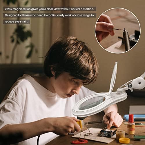 LED Magnifying Lamp with Clamp, 14W 1200LM, 2.25X, White