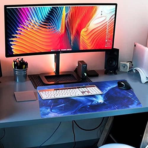Large Gaming Mouse Pad with Stitched Edges,[27.5x11.8In] Extended Mouse Pad with Non-Slip Natural Rubber Base for Gamer/Desktop/Office/Home (70x30 Bluedragon)