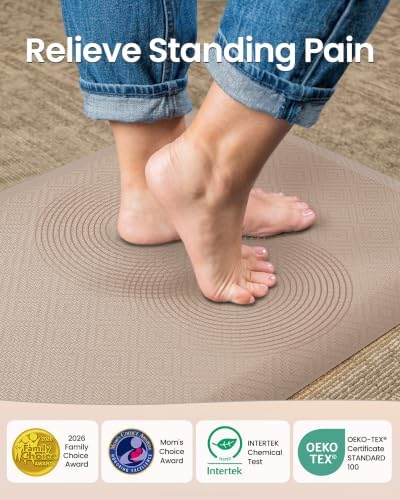 Ophanie Kitchen Mats for Floor,3/4 inch Thick,20x32 Anti Fatigue Cushioned Mat,Kitchen Rugs,Waterproof,Comfort Ergonomic Standing Mat for Office,Home,Sink with 99+ Pairs of Anti-Slip Bottom Ridges