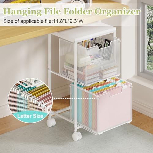 Rolling File Cart with 2 Storage Drawers,Under Desk Storage Cart