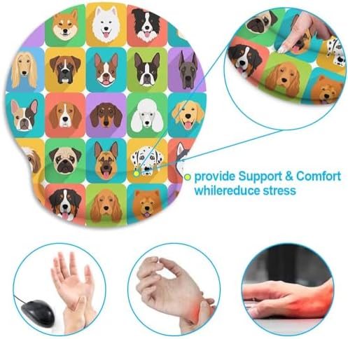 Britimes Ergonomic Mouse Pad with Wrist Support, Cute Dog