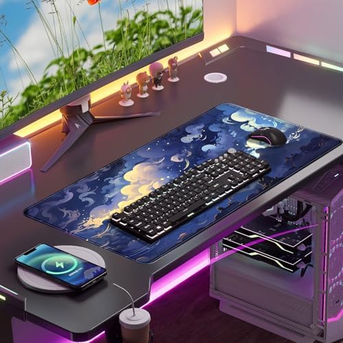 Pastel Large Mouse Pad Blue Desk Mat Aesthetic Sky Kawaii Gaming Mouse Pad XXL Keyboard Computer Mat Cute Desk Decor Office Gift 31.5 X15.7 in