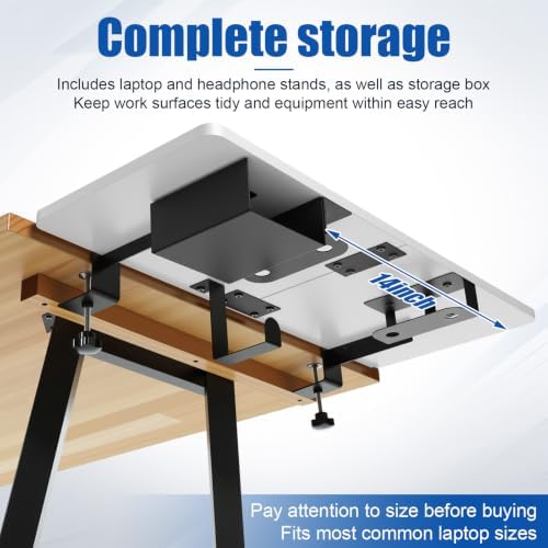 Novabright 30" X 12" Desk Extender Tray with Side Storage Rack Heavy Duty Desk Extender Under Desks Laptop Mount Keyboard Extenders for Desks with a Concealed Storage Area for Cable & Earphone (White)