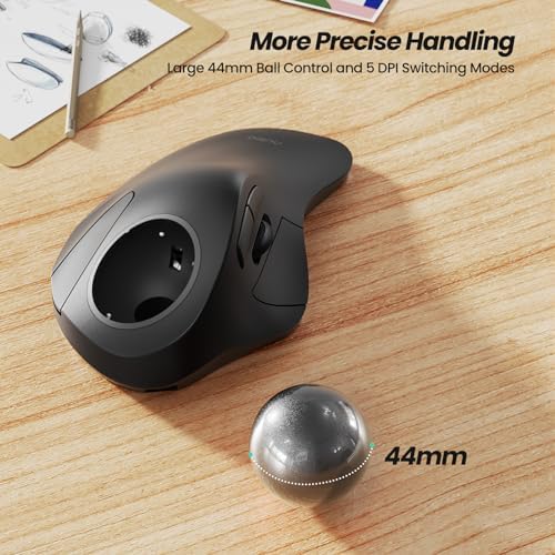 Nulea M505A Wireless Trackball Mouse Ergonomic 44mm Index Finger Control