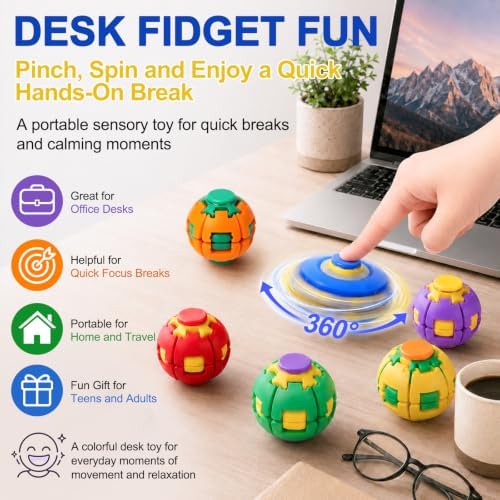 Press to Spin Fidget Spinner HelixCore Spin Stress Ball Sensory Fidget Toys