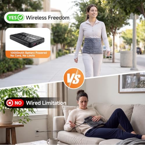 Cordless Heating Pad for Neck and Shoulders Back, 10000mAh Battery,2 Packs