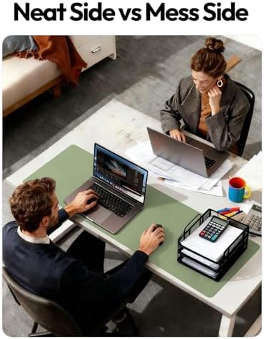 YSAGi Leather Desk Protector, Office Mat, Large Mouse Mat, Non-Slip PU Leather Blotter, Laptop Desk Mat, Waterproof Writing Pad for Office and Home(Bamboo Green, 63" x 17.2")