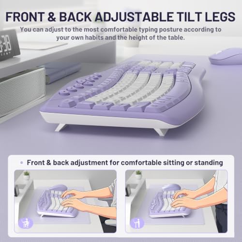 Wireless Keyboard and Mouse Combo Silent Ergonomic Curved Design for Office