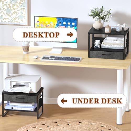 MARTY Desktop Printer Stand with Storage Drawer, Printer Riser for Desk