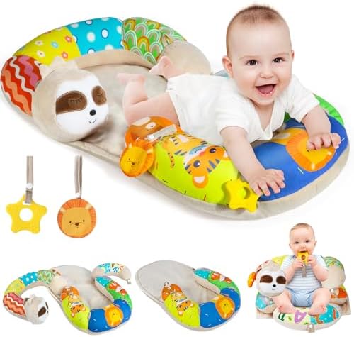 URMYWO Tummy Time Activity Mat - Cozy Tummy Time Mat for Newborn 0-12 Months, Breathable Soft Infant Baby Sit Me Up Floor Seat Early Sensory Development Play Toys Baby Registry Research Shower Gifts