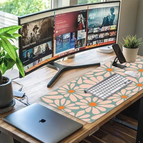 iCasso Desk Mat, Desk Matt for Desktop, Cute Desk Pad Mat, Green Floral