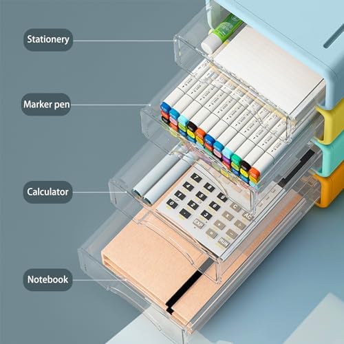 Desk Organizer with Drawers, Stackable Storage Drawers with Compartments Desktop Organization for Office Supplies, Makeup, Pencils, Tape, Erasers, Paperclips, Chargers (5pack)