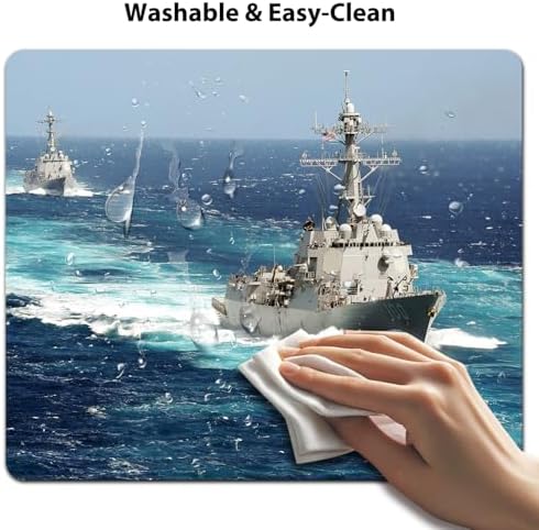 9.5x7.9 Inch Office/Gaming Mouse Pad, U.S. Navy Arleigh Burke - Class Destroyer Sailing on The Ocean Patriotic Military Theme Cute Anti-Slip Mat for Desk