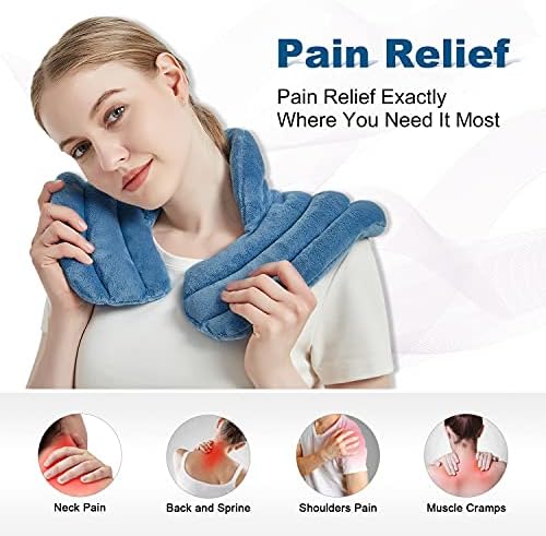 MORLIDEN Neck Heating Pad Microwavable for Shoulders, Warmer Wrap Microwave Heating Pad for Neck and Shoulders for Pain Relief (Light Blue)