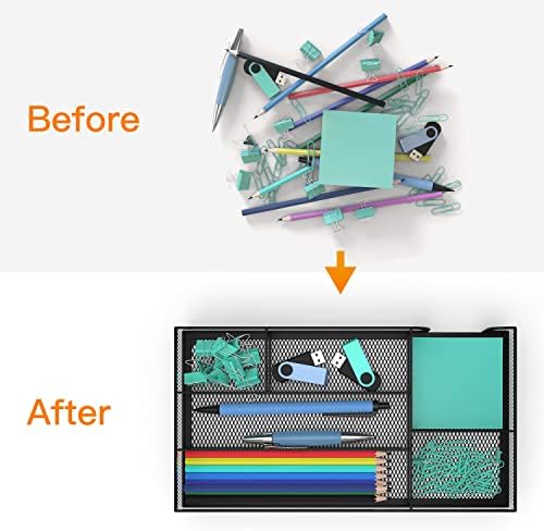 Desk Drawer Organizer, Metal Mesh Dividers Organizer (Blak-2P, Small)