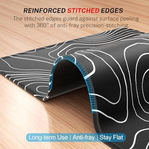 MROCO Essential Office & Gaming Mouse Pad, 8.5 x 11 Inch, Black Topographic