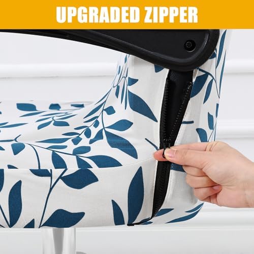 Smiry Office Computer Chair Cover with Armrest Covers, Teal and White