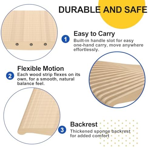 Wood Balance Board for Standing Desk - 360° Wobble Board for Anti-Fatigue & Core Strength Training - Anti-Slip Rocker for Surf, Skate & Ski Simulation, Supports 330lbs