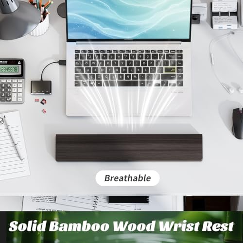 Keyboard Wrist Rest, Wooden Wrist Rest for Keyboard, 17.3-inch Length and 22mm Thickness, Bamboo Wood Palm Rest, Ergonomic Design for Mechanical Gaming Keyboard, Stain Resistant