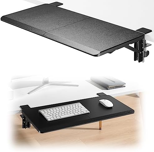 ETHU Foldable Desk Extender Tray with Clamp, 25.6x11.4", Black