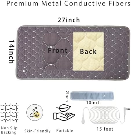 Conductive Metal Fabric Grounding Mat Set with Grounding Wristband and 15ft Cord for Bed/Desk/Floor/Feet - Machine Washable, Healthy Material to Improve Sleep and Wellness