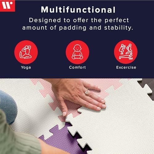 We Sell Mats Interlocking Foam Floor Tiles - 3/8" Thick Pink/Purple 18-Pack