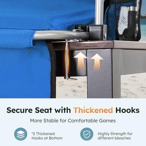 LET'S CAMP Folding Stadium Seats, 2 Pack Bleacher Chairs with Cup Holder