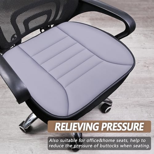 MYFAMIREA Car Seat Cushion Pad 1.2" Thick Comfort Seat Protector for Car Driver Seat Office Chair Home Use Memory Foam Seat Cushion with Non Slip Bottom, 20'' x 18.5'', Gray (Pack of 2)