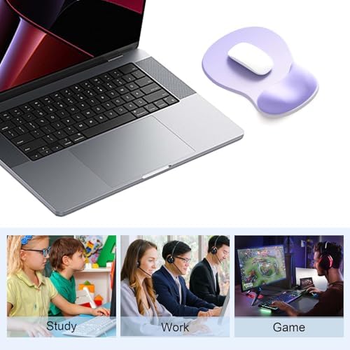 Ergonomic Mouse Pad with Gel Wrist Support, Comfortable Wrist Rest Mousepad with Non-Slip PU Base for Pain Relief, Desk, Home & Office(Gradient Purple)