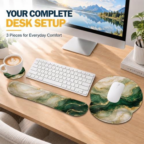 Mouse Pad with Wrist Rest, Keyboard Support and Coaster