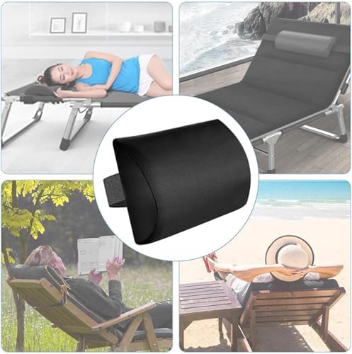 Chaise Lounge Neck Support Pillow with Adjustable Strap,Ergonomic Headrest Pillow Portable Bolster Cushion for Patio Backyard Beach Pool Garden Recliner (Dark Green)