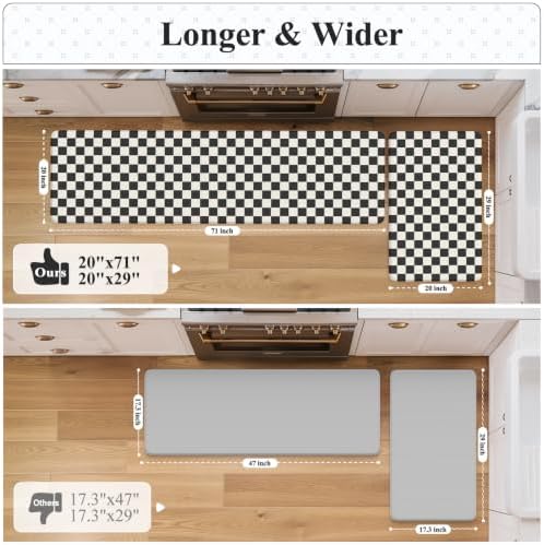 KIMODE Kitchen Mats Cushioned Anti Fatigue,Black and White Rugs for Kitchen