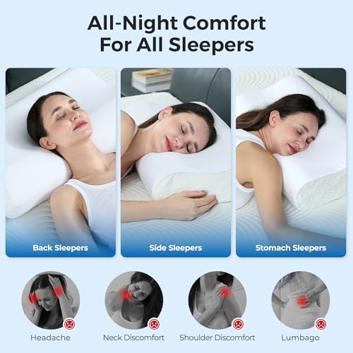 Elviros Cooling Memory Foam Neck Pillow Cervical Bed Pillow