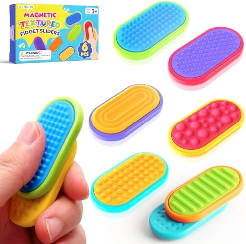 Sensory Fidget Magnet Toys for Kids: Silicone Magnetic Sliders Stress Fidgets for Autism, Stress Small Texture Fidget Toys for Classroom Prizes, Adults Office Desk / Portable Travel Must Haves, Gifts