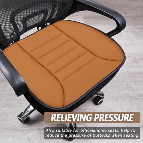 MYFAMIREA 2PCS Car Seat Cushion Pad 1.2" Thick Comfort Seat Protector for Car Driver Seat Office Chair Home Use Memory Foam Seat Cushion with Non Slip Bottom, 20'' x 18.5'', Orange