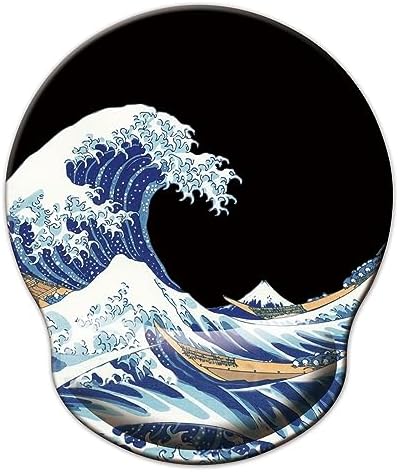 Mouse Pad with Wrist Support, Ergonomic Mouse Pad with Memory Foam Wrist Rest Cushion, Non-Slip Rubber Base Gaming Mice Pad for Home Office Computer Laptop, Sea Wave