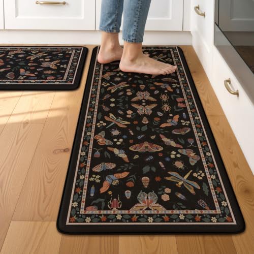 LEEVAN Anti Fatigue Kitchen Mats for Floor, Cushioned Kitchen Mat Set 2PCS
