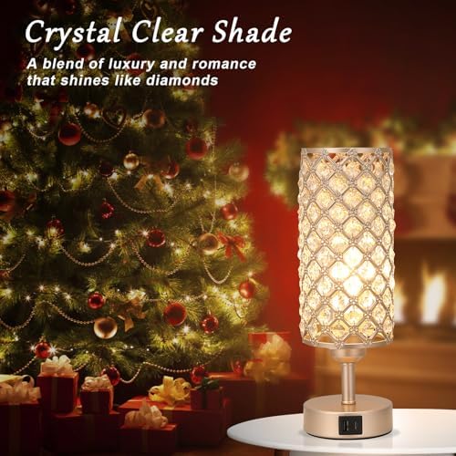 Champagne Gold Bedside Lamp, Nightstand Lamp for Bedroom (Bulb included)