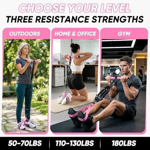 Adjustable Length Pedal Resistance Band with Handle for Working Out, Replaceable 180Lbs Exercise Bands with Foot Pedals, Home Gym Workout Equipment for Women Men Strength Training, Stretching