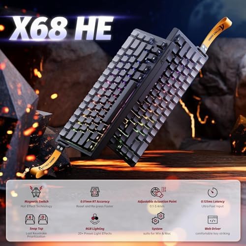 ATTACK SHARK X68 HE RT Mechanical Gaming Keyboard 60% Wired TKL-Moonlight