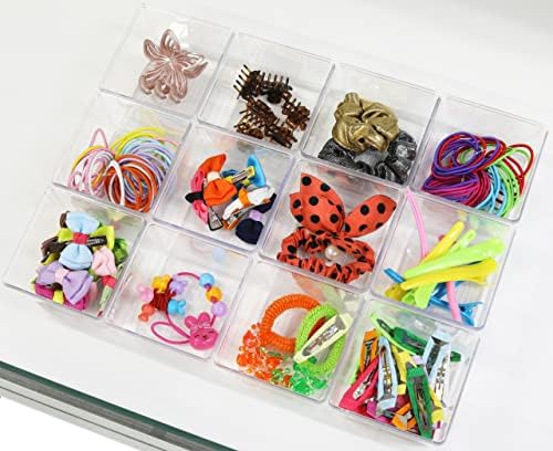 Simple Houseware Clear Desk Drawer Organizer, 3.25"x 3.25", 12 Packs