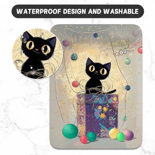 Small Mouse Pad, Mini Mouse Pad 6 x 8 Inch, Thick Rubber Waterproof Mouse Mat, Cute Mousepad for Women Men Wireless Mouse Laptops Home Office, Cat on Box