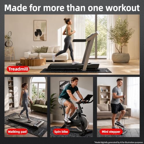 GymCope Foldable Treadmill Mat for Hardwood Floors Carpet, 6mm Exercise Mat