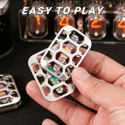 Fidget Toys Adults Openwork Design Metal Fidget Slider EDC Fidget Toys Adults Decompression Desk Toys to Relief Anxiety and Stress for ADD, ADHD & Autism (Silver)
