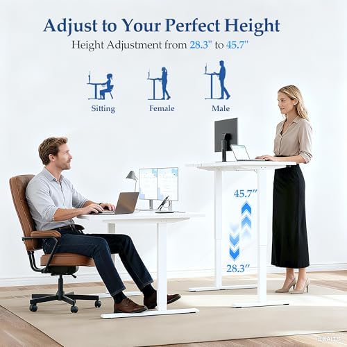 Klicelor L Shaped Standing Desk 59 x 35.4 Inch, Electric Height Adjustable Corner Desk for Home Office Workstation, Ergonomic Sit Stand Computer Table with Memory Controller, White