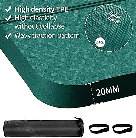 nuveti Large Exercise Mat - 15mm/20mm/30mm Thick Yoga Mat | Workout Mat for Fitness, Yoga, Pilates, Stretching & Floor Exercises for Women & Men with Free Carrying Bag